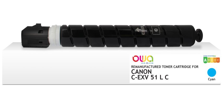Toner remanufacturé OWA - standard - Cyan - pour CANON C-EXV51LC, CANON C-EXV51LC