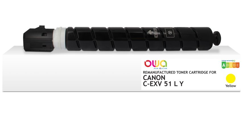 Toner remanufacturé OWA - standard - Jaune - pour CANON C-EXV51LY, CANON C-EXV51LY