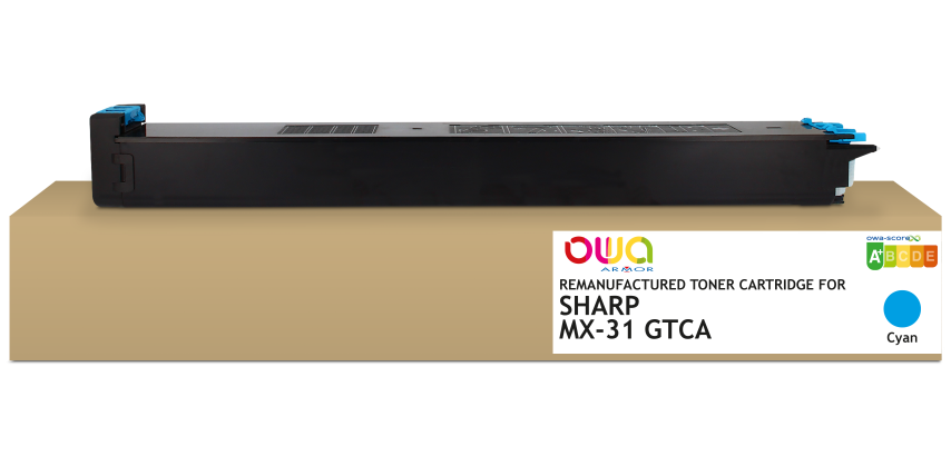Toner remanufacturé OWA - standard - Cyan - pour SHARP MX-31GTCA