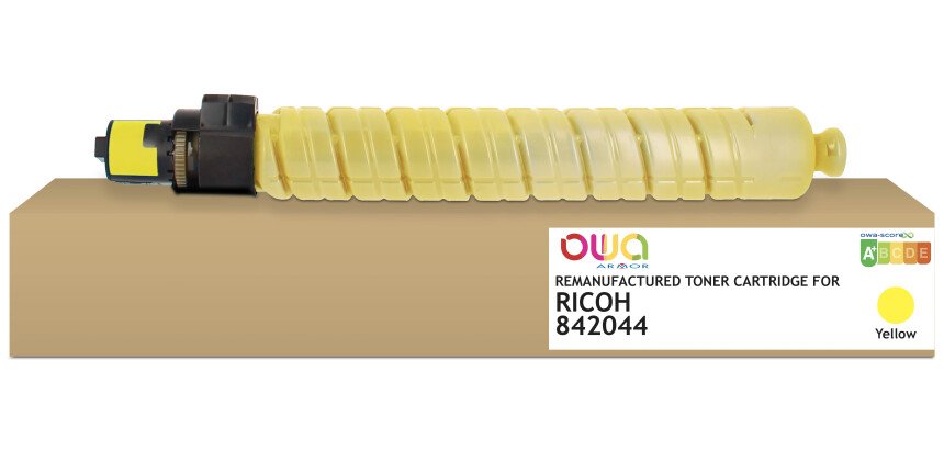 Toner remanufacturé OWA - standard - Jaune - pour RICOH 842044, 841125, RICOH 842044