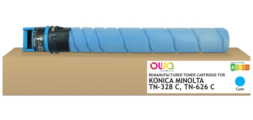 Toner remanufacturé OWA - standard - Cyan - pour KONICA MINOLTA TN-328 C, TN-626 C