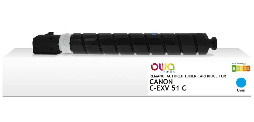 Toner remanufacturé OWA - standard - Cyan - pour CANON C-EXV51C, CANON C-EXV51C