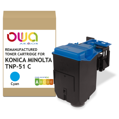 Toner remanufacturé OWA - standard - Cyan - pour KONICA MINOLTA TNP-51 C, TNP-50 C