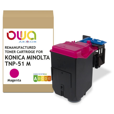 Toner remanufacturé OWA - standard - Magenta - pour KONICA MINOLTA TNP-51 M, TNP-50 C
