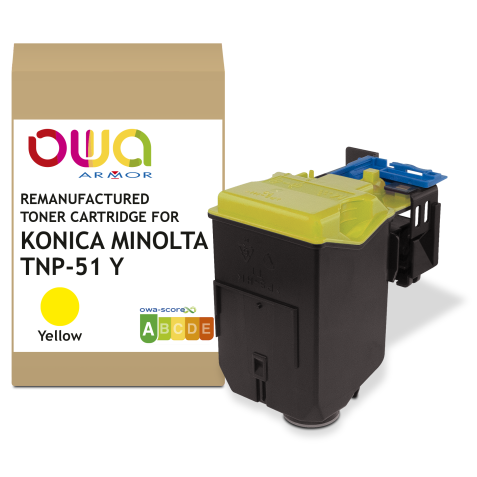 Toner remanufacturé OWA - standard - Jaune - pour KONICA MINOLTA TNP-51 Y, TNP-50 Y