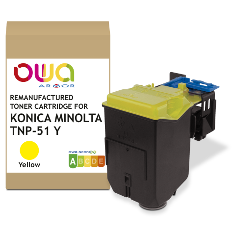 Toner remanufacturé OWA - standard - Jaune - pour KONICA MINOLTA TNP-51 Y, TNP-50 Y