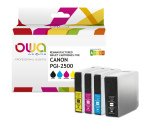Pack de 4 cartouches OWA compatible Canon PGI2500 Noir Cyan Magenta Jaune pour imprimante jet d'encre