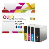 Pack de 4 cartouches OWA compatible Canon PGI2500 Noir Cyan Magenta Jaune pour imprimante jet d'encre