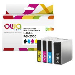 En_pack de 4 cartouches d'encre remanufacturées owa - haute capacité - noir cyan magenta jaune - pour canon pgi-2500 xlbk, pgi-2500 xlc, pgi