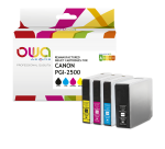 Pack von 4 OWA-kompatiblen Tintenpatronen Canon PGI2500 Schwarz Cyan Magenta Gelb für Tintenstrahldrucker