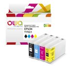 Pack de 4 cartouches d'encre remanufacturées OWA - standard - Noir Cyan Magenta Jaune - pour EPSON T7021, T7022, T7023, T7024