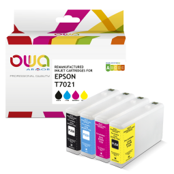 DE_Pack de 4 cartouches d'encre remanufacturées OWA - standard - Noir Cyan Magenta Jaune - pour EPSON T7021, T7022, T7023, T7024