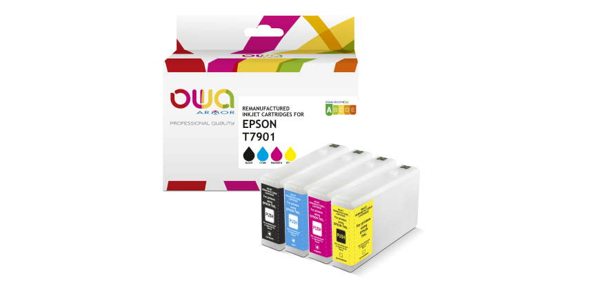 Pack de 4 cartouches d'encre remanufacturées OWA - haute capacité - Noir Cyan Magenta Jaune - pour EPSON 79XL