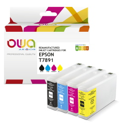 DE_Pack de 4 cartouches d'encre remanufacturées OWA - haute capacité - Noir Cyan Magenta Jaune - pour EPSON T7891, T7892, T7893, T7894