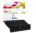 Pack de 4 cartouches d'encre remanufacturées OWA - standard - Noir Cyan Magenta Jaune - pour HP 973X