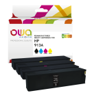 Pack de 4 cartouches d'encre remanufacturées OWA - standard - Noir Cyan Magenta Jaune - pour HP 913A