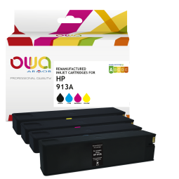 DE_Pack de 4 cartouches d'encre remanufacturées OWA - standard - Noir Cyan Magenta Jaune - pour HP 913A