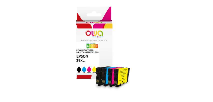 Pack of 4 OWA cartridges compatible with Epson 29XL Black Cyan Magenta Yellow for inkjet printer