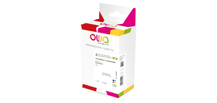 Pack de 4 cartouches OWA compatible Epson 29XL Noir Cyan Magenta Jaune pour imprimante jet d'encre