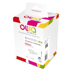 Pack of 5 refurbished ink cartridges OWA - high capacity - Black Photo Black Cyan Magenta Yellow - for CANON PGi-570XL B, CLi-571XL BP, CLi-571XL C, CLi-571XL M, CLi-571XL Y
