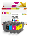 EN_Pack de 4 cartouches d'encre remanufacturées OWA - haute capacité - Noir Cyan Magenta Jaune - pour BROTHER LC-3219XLBK, LC-3219 XL C, LC-