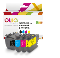 Pack de 4 cartouches d'encre remanufacturées OWA - haute capacité - Noir Cyan Magenta Jaune - pour BROTHER LC-3219XLBK, LC-3219XLC, LC-3219XLM, LC-3219XLY