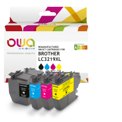 EN_Pack de 4 cartouches d'encre remanufacturées OWA - haute capacité - Noir Cyan Magenta Jaune - pour BROTHER LC-3219XLBK, LC-3219XLC, LC-32