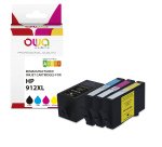 Pack de 4 cartouches OWA compatible HP912XL Noir Cyan Magenta Jaune pour imprimante jet d'encre