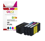 Pack de 4 cartouches OWA compatible HP912XL Noir Cyan Magenta Jaune pour imprimante jet d'encre