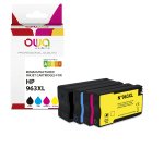 Pack de 4 cartouches d'encre remanufacturées OWA - haute capacité - Noir Cyan Magenta Jaune - pour HP 3JA30AE, 963XL