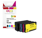 Pack de 4 cartouches d'encre remanufacturées OWA - haute capacité - Noir Cyan Magenta Jaune - pour HP 3JA30AE, 963XL