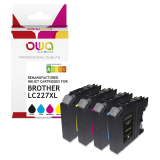 Pack de 4 cartouches d'encre remanufacturées OWA - haute capacité - Noir Cyan Magenta Jaune - pour BROTHER LC-227 XL BK, LC-225 XL C, LC-225 XL M, LC-225 XL Y