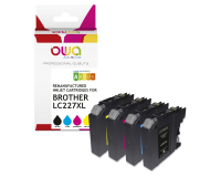 Pack de 4 cartouches d'encre remanufacturées OWA - haute capacité - Noir Cyan Magenta Jaune - pour BROTHER LC-227XLBK, LC-225XLC, LC-225XLM, LC-225XLY