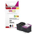 Pack de 2 cartouches d'encre remanufacturées OWA - haute capacité - Noir 3 Couleurs - pour HP 305XL
