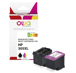 Pack de 2 cartouches d'encre remanufacturées OWA - haute capacité - Noir 3 Couleurs - pour HP 305XL
