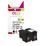 Pack de 2 cartouches d'encre remanufacturées OWA - haute capacité - Noir 3 Couleurs - pour CANON PG-560 XL, CL-561 XL