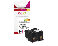 EN_Pack de 2 cartouches d'encre remanufacturées OWA - haute capacité - Noir 3 Couleurs - pour CANON PG-560 XL, CL-561 XL