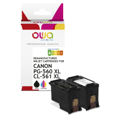 EN_Pack de 2 cartouches d'encre remanufacturées OWA - haute capacité - Noir 3 Couleurs - pour CANON PG-560 XL, CL-561 XL