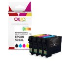 Pack de 4 cartouches d'encre remanufacturées OWA - haute capacité - Noir Cyan Magenta Jaune - pour EPSON 502XL