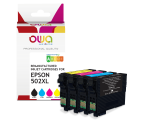 Pack de 4 cartouches d'encre remanufacturées OWA - haute capacité - Noir Cyan Magenta Jaune - pour EPSON 502XL