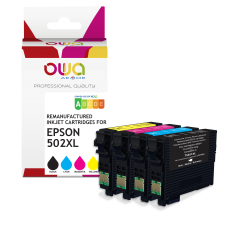 Pack de 4 cartouches d'encre remanufacturées OWA - haute capacité - Noir Cyan Magenta Jaune - pour EPSON 502XL