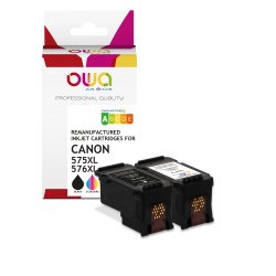 Pack de 2 cartouche d'encre remanufacturée OWA - standard - Noir 3 Couleurs - pour CANON PG-575 XL, CL-576 XL