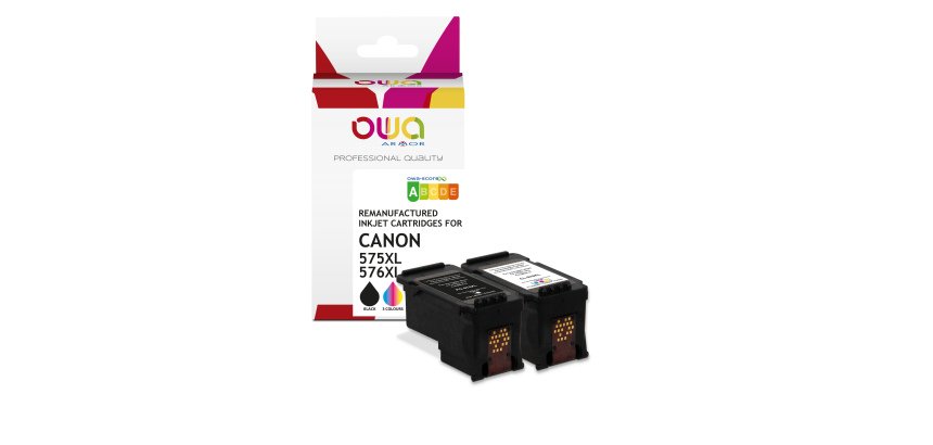 Pack de 2 cartouche d'encre remanufacturée OWA - standard - Noir 3 Couleurs - pour CANON PG-575 XL, CL-576 XL