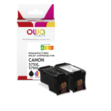 Pack de 2 cartouche d'encre remanufacturée OWA - standard - Noir 3 Couleurs - pour CANON PG-575 XL, CL-576 XL