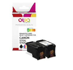 Pack de 2 cartouche d'encre remanufacturée OWA - standard - Noir 3 Couleurs - pour CANON PG-575 XL, CL-576 XL