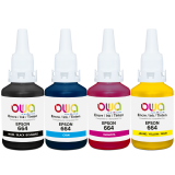 EN_Pack de 4 bouteilles d'encre compatibles OWA - standard - Noir Cyan Magenta Jaune - pour EPSON T6641, T6642, T6643, T6644