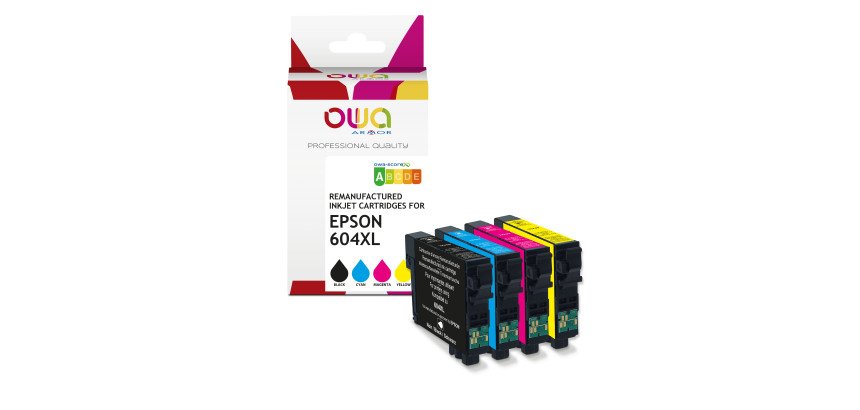 Pack de 4 cartouches d'encre remanufacturées OWA - haute capacité - Noir Cyan Magenta Jaune - pour EPSON C13T10H14010, C13T10H24010, C13T10H34010, C13T10H44010