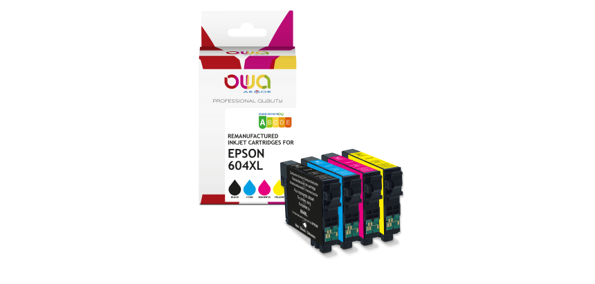 Pack of 4 remanufactured OWA ink cartridges - high capacity - Black Cyan Magenta Yellow - for EPSON C13T10H14010, C13T10H24010, C13T10H34010, C13T10H44010