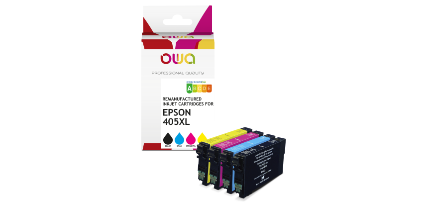 Pack de 4 cartouches d'encre remanufacturées OWA - haute capacité - Noir Cyan Magenta Jaune - pour EPSON C13T05H14010, C13T05H24010, C13T05H34010, C13T05H44010