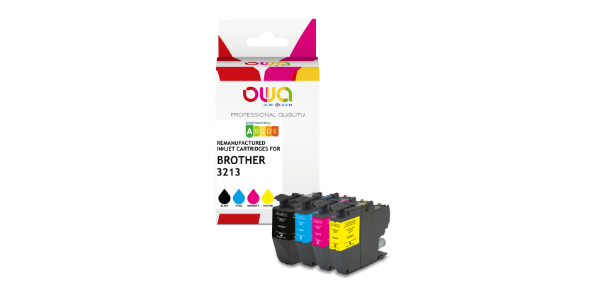 Pack of 4 remanufactured OWA ink cartridges - standard - Black Cyan Magenta Yellow - for BROTHER LC-3213BK, LC-3213C, LC-3213M, LC-3213Y